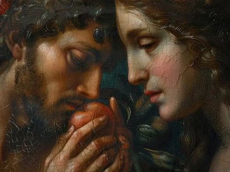 Were Adam and Eve Saved? - Beliefnet Eve Eating Apple, Adam Eve Art, Adam And Eve Aesthetic, Adam And Eve Apple, Adam And Eve Art, Eve Painting, Adam Painting, Eve Apple, Eve Aesthetic