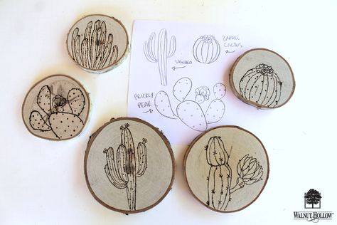 Wood Burning Illustrations with the Creative Versa Tool – walnuthollowcrafts Barrel Cactus, Woodburning Projects, Christmas Painting, Wood Burning Art, Lazy Susan, Christmas Paintings, Pyrography, Wood Burning, Wood Crafts