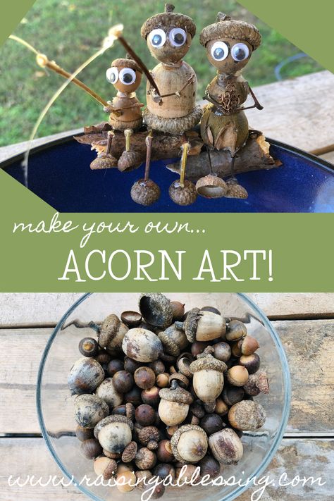 Acorn Man Craft, Acorn Family Craft, Acorn Tops Crafts, Acorn Men Crafts, Acorn Art Projects, Diy With Acorns, Fall Crafts With Acorns, Preparing Acorns For Crafts, Acorn Fall Craft