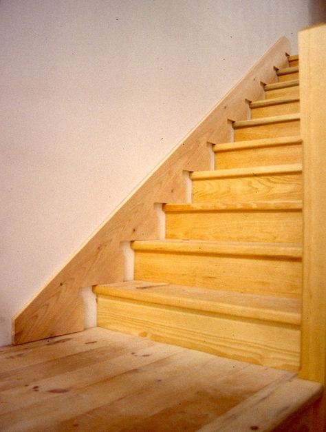 Scribing Stair Skirt Boards Revisited | THISisCarpentry Stair Skirt Board, Stair Skirt, Stairs Skirting, Stairs Trim, Basement Steps, Stair Makeover, Diy Staircase, Stairs Makeover, Staircase Makeover