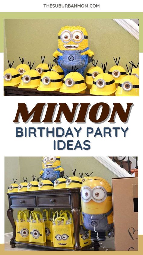 Minion Birthday Party Activities, Despicable 3 Party Ideas, Minons Birthday Party Ideas Decorations, Minion Birthday Games, Minion Food Ideas Despicable Me Party, Yellow Birthday Party Theme, Minions 3rd Birthday Party Ideas, Minion Birthday Party Favors, Minions Second Birthday Party