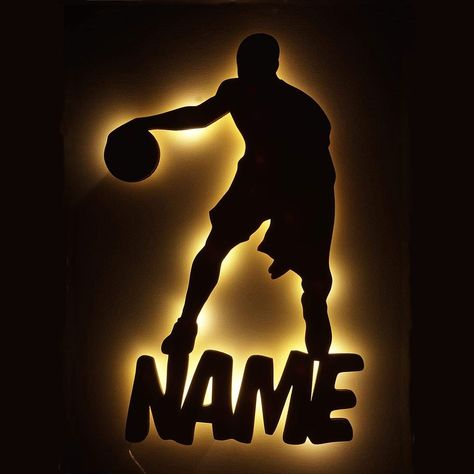 Basketball Wall Decor, Personalized Basketball Gifts, Basketball Bedroom, Basketball Room, Basketball Decorations, Unique Night Lights, Basketball Wall, Basketball Theme, Personalized Wall Decor