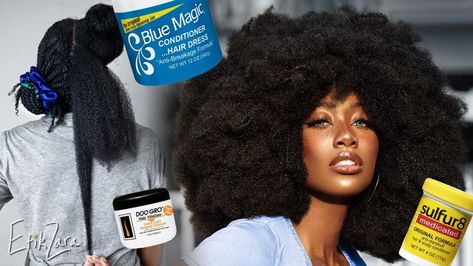 Grease For Hair Growth, Blue Magic Hair Grease Growth Mixture, Hair Growth Grease, Homemade Hair Growth Oil, Hair Grease, Length Retention, Black Hair Growth, Natural Hair Routine, Grease Hairstyles