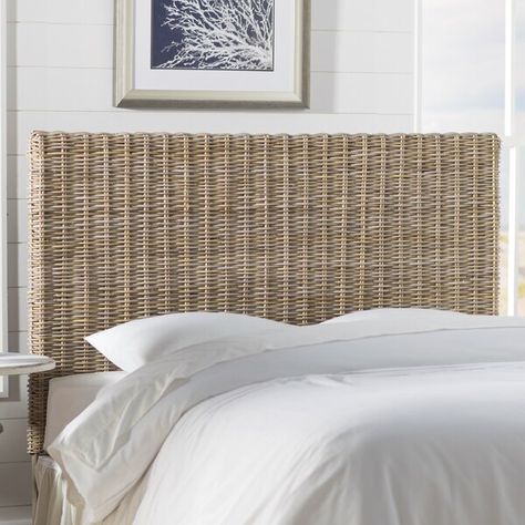 Coastal Headboard, Beach Headboard, Wicker Headboard, Rattan Headboard, Wingback Headboard, Frame Ideas, Coastal Bedrooms, Brown Furniture, Coastal Bedroom