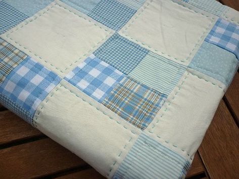 Easy Four Patch Baby Quilt 36x44" **PDF in DB Baby Boy Quilt Patterns, Quilt Binding Tutorial, Colchas Quilting, Boys Quilt Patterns, Baby Quilt Tutorials, Four Patch, Baby Quilt Pattern, Baby Quilt Patterns, Baby Boy Quilts