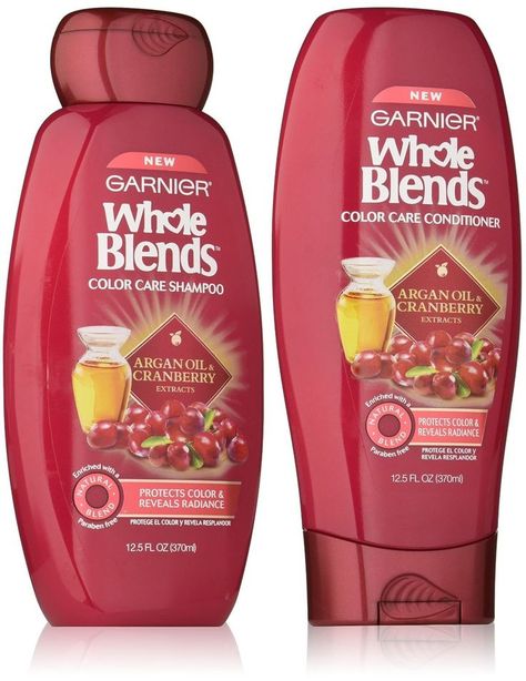 Garnier Whole Blends Color Care Shampoo and Conditioner Set with Argan Oil and Cranberry Extracts, 12.5 Ounces each Cherry Shampoo, Argan Oil Color, Garnier Shampoo, Garnier Whole Blends, Hair Color Placement, Shampoo For Dry Scalp, Whole Blends, Shampoo For Gray Hair, Caring For Colored Hair