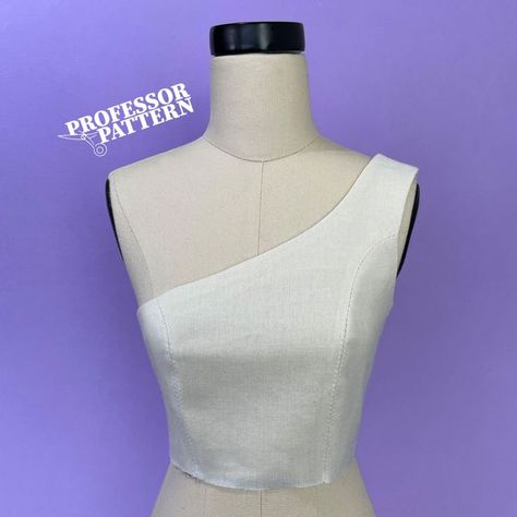 Tutorial: How to do a one shoulder neckline One Shoulder Pattern Drafting, One Shoulder Dress Pattern Drafting, One Shoulder Blouse Pattern, One Shoulder Sewing Pattern, One Shoulder Dress Pattern Sewing, One Shoulder Top Pattern, One Shoulder Dress Pattern, One Shoulder Pattern, Bridesmaid Skirt And Top