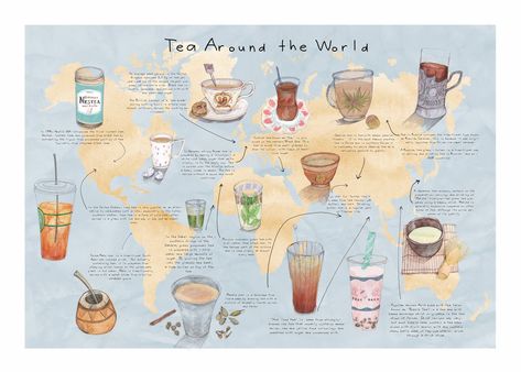 Tea is a huge part of a lot of cultures around the world. So I decided to have a brief look at how the tea cultures differ, how it is prepared and what type of tea is drunk depending on the country... Tea Facts, Different Types Of Tea, Tea History, Mate Tea, Tea Quotes, Cuppa Tea, Tea Culture, Types Of Tea, Tea Art