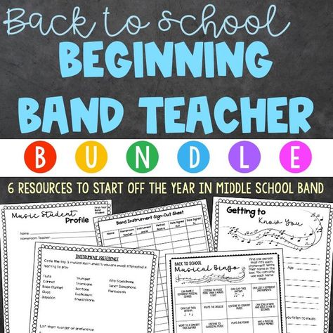 Middle School Music Classroom, Sign Out Sheet, Brand New Band, Bass Clef Notes, Middle School Band, Fun Icebreakers, Band Teacher, Middle School Music, Printable Flash Cards