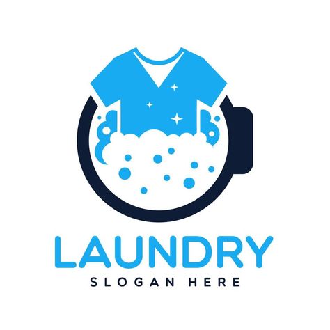 Laundry Logo Design Vector Template, Emblem, Concept Design, Creative Symbol, Icon Laundry Logo Design, Laundry Wallpaper, Logo Laundry, Laundry Station, Creative Symbol, Laundry Logo, Queen Logo, Laundry Icons, C Tattoo