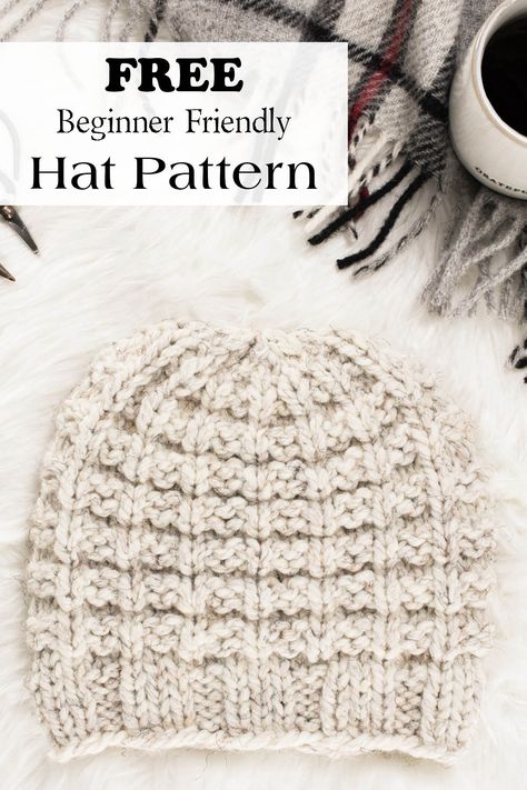 Are you looking for squish + texture? This is a simple Chunky Knit Hat pattern that has a lovely squish & texture! 🤩 Thick And Quick Hat Pattern, Hand Knit Hat Patterns, Chunky Yarn Knit Hat Pattern Free, Knitted Chunky Hat Free Pattern, Free Chunky Knit Hat Patterns, Knit Chunky Hat, Softee Chunky Patterns, Chunky Knit Beanie Pattern Free, Bulky Yarn Hat Patterns