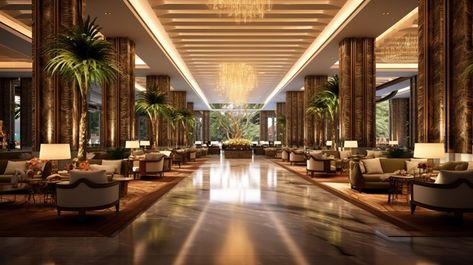 Five Star Hotel 3d Rendering Of A Lavish Lobby Interior#pikbest#Backgrounds#Others Five Star Hotel Lobby, Lobby Floor Plan, Entrance Luxury, Hotel Menu, Luxury Hotels Lobby, Wallpaper Office, Digital Decorations, Hotel Lobbies, Building Entrance