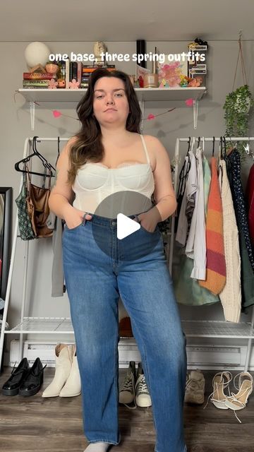 ADRIENNE on Instagram: "I'll be wearing jeans & a corset top as my base for outfits all spring 🫶🏼💐

top: @sheincurve 
jeans: @oldnavy 

spring outfits, spring outfit inspo, spring outfit ideas, spring ootd, coord styling, midsize style, midsize fashion
#springoutfit #springoutfits #springootd #springstyle #springfashion #springlook #pinterestoutfit #pinterestoutfits #pinterestaesthetic #pinterestaesthetics #pinterestfashion #pinterestgirl #pinterestvibes #casualoutfit #casualoutfits #everydayoutfits #everydayoutfit" Style Midsize, Spring Ootd, Outfit Inspo Spring, Outfit Ideas Spring, Ootd Spring, Midsize Fashion, Midsize Style, Spring Outfit Ideas, Outfits Spring