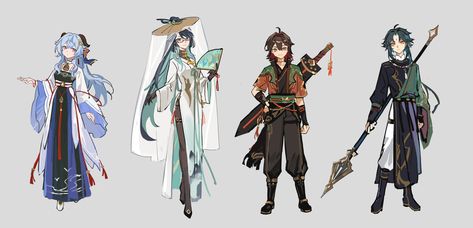 Liyue Character Design, Xiao Redesign Genshin, Sumeru Outfit Ideas, Genshin Oc Liyue, Shenhe Redesign, Genshin Sona, Genshin Impact Character Design, Genshin Impact Redesign, Liyue Oc