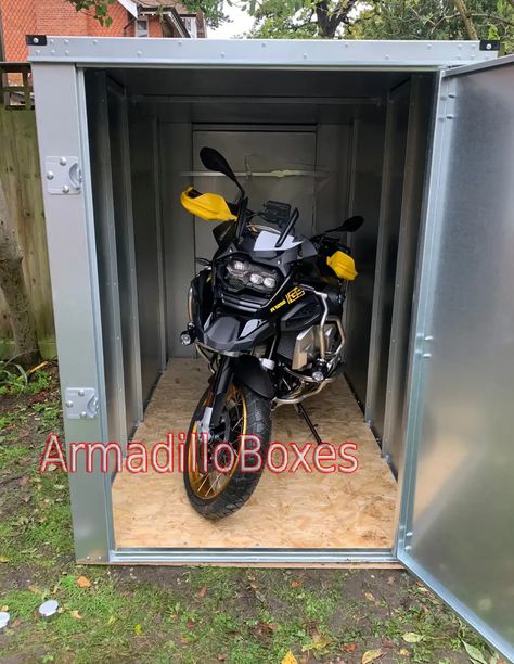 Motorcycle Shed Ideas, Motorcycle Shed, Motorbike Shed, Motorbike Storage, Motorcycle Storage Shed, Fatboy Slim, Motorcycle Storage, Standard Motorcycle, House Shed