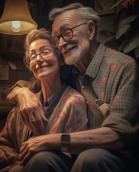 Old Couple Illustration, Romance Covers Art, Elderly Couples, Old Faces, Old Couples, Image 3d, Romantic Anime Couples, Couple Illustration, Still In Love