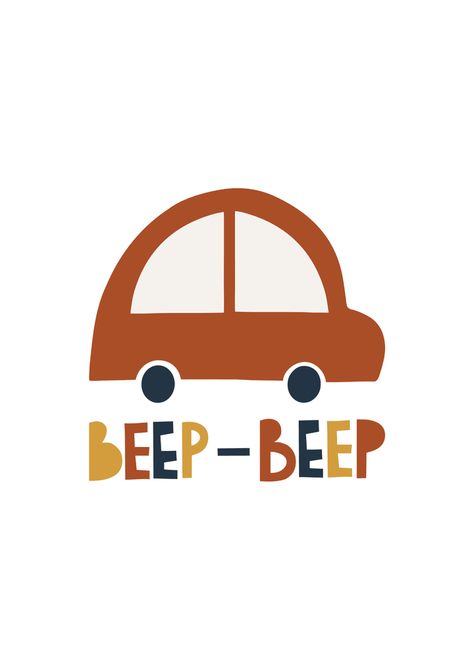 Beep Beep Kids Poster – The Ditzy Dodo Large Gallery Wall, Classroom Pictures, Kids Room Poster, Car Themed Parties, Vintage Automobiles, Wood Hanger, Transportation Engineering, Race Car Party, Baby Frame