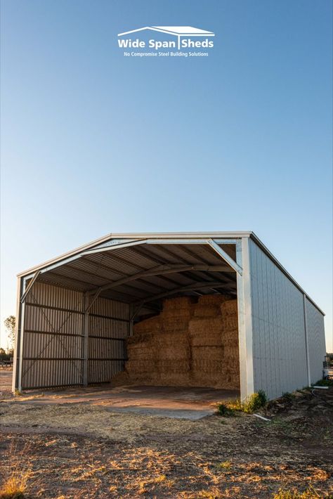 A range of hay sheds designed specifically to keep your feed dry and free from prying eyes. Farm Storage Shed, Shipping Container Hay Storage, Hay Shed Ideas, Farm Storage Buildings, Hay Shed, Farm Storage, Garage Shop Plans, Farm Sheep, Horse Shed