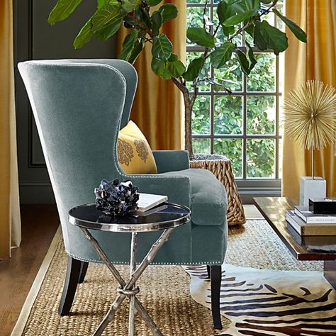 Chelsea Wing Chair | Williams-Sonoma - Mohair Dove Wing Chair Upholstery, Outdoor Chair Set, Home Beach, Williams Sonoma Home, Beach Chic, Wing Chair, Chair Upholstery, Williams Sonoma, Coastal Living