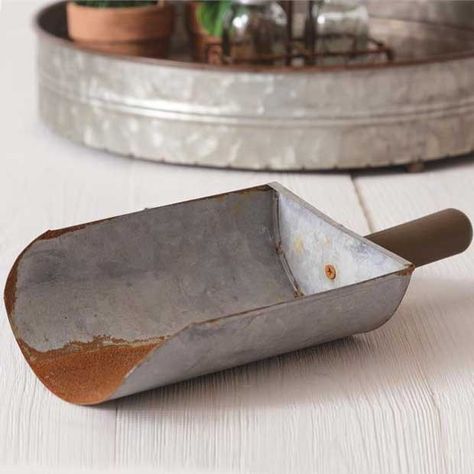 Decorative Metal Feed Scoop #homedecoraccessories #dailydeals Feed Scoop Decor, Rustic Table Top, Centerpieces Rustic, Tin Decor, Farmhouse Tabletop, Farmhouse Table Centerpieces, Home Decor Gift Ideas, Decor Gift Ideas, Unique Farmhouse