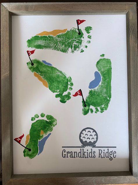 Footprint Golf Fathers Day, Birthday Gifts For Grandfathers Diy Grandchildren, Golf Handprint Art, Grandfather Diy Gifts Kids, Grandpa Birthday Present, Handprint Crafts For Grandpa, Best Dad By Par Footprint, Golf Footprint Art, Papa Gifts From Grandkids Diy