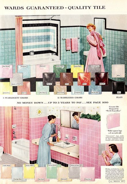 How to Update a Bathroom Without Changing the Tile - at home with Ashley 1950s Bathroom, Pink Tile, Atomic Ranch, Retro House, Black Interior Doors, 1950s House, Mid Century Bathroom, Interior Tiles, Retro Bathrooms