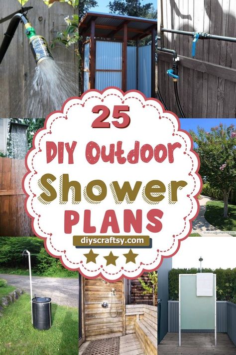 DIY Outdoor Shower Plans Outdoor Shower Plans, Outdoor Camping Shower, Outdoor Shower Diy, Shower Diy, Camping Shower, Diy Shower, Outdoor Diy Projects, Diy Plans, Outdoor Shower