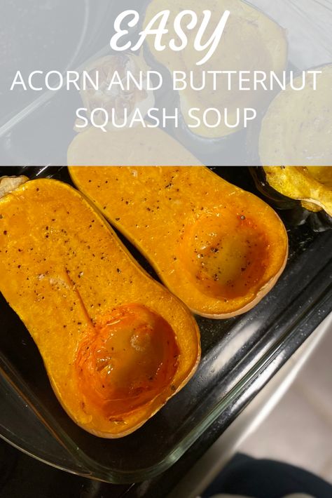 Easy Acorn and Butternut Squash Soup - The Redeemed Farmhouse Swuash Soup, Soup Bone Broth, Squash Soup Recipe Easy, Roasted Squash Soup, Soup Cozy, Acorn Squash Soup, Butternut Squash Cinnamon, Acorn Squash Recipes, Butternut Squash Recipes Soup