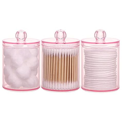 999urbn's Amazon Page Makeup Organizer Bathroom, Rosa Make-up, Q Tip Holder, Bathroom Jars, Bathroom Canisters, Bathroom Containers, Pink Bathroom Decor, Makeup Wipes, Storage Boxes With Lids