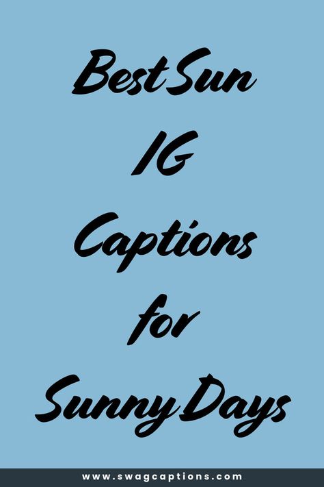 Brighten up your Instagram feed with the Best Sun IG Captions For Sunny Days! Whether you're soaking up the sun at the beach, enjoying a picnic in the park, or just savoring the warmth, these captions are perfect for capturing the joy of sunny weather. From playful and fun to inspirational and heartfelt, these top sun captions will help you share your sunny moments with style. Get ready to add some sunshine to your posts with the best captions for those golden rays and clear blue skies! Sun Captions, Sunny Day Quotes, Chasing Quotes, Best Captions, Sky Quotes, Ig Captions, Chasing The Sun, Quotes For Instagram, Cool Captions