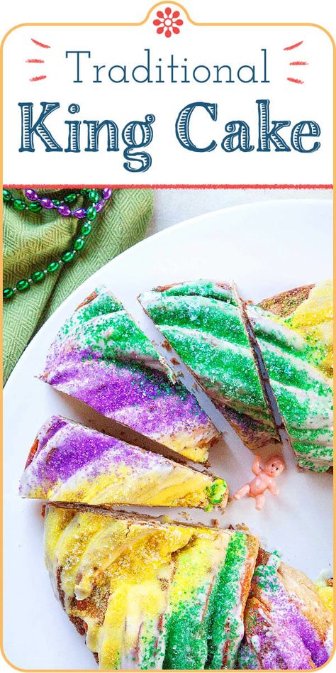 Louisiana Meals, Overnight Brioche, Cajun Desserts, Kings Cake, Brioche Dough, King Cake Recipe, King Cakes, French Heritage, Nursing Cake