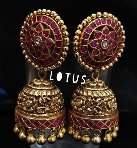 Lotus Silver Jewellery on Instagram: “Exclusive masterpiece pure handcrafted Nakshi intricate work Nakshi Jumka with kundan tops for enquires pls wtsapp 7975662981 ,you can also…”