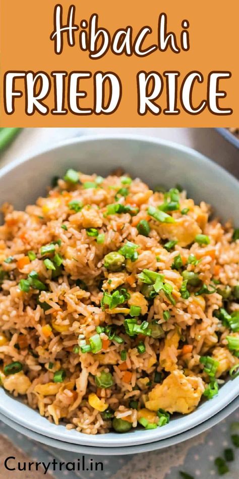 Japanese Hibachi Fried Rice Recipe, Blackstone Hibachi, Easy Hibachi, Hibachi Fried Rice, Cooking Fried Rice, Japanese Fried Rice, Chicken Fried Rice Recipe, Cooking Jasmine Rice, Rice Side Dishes