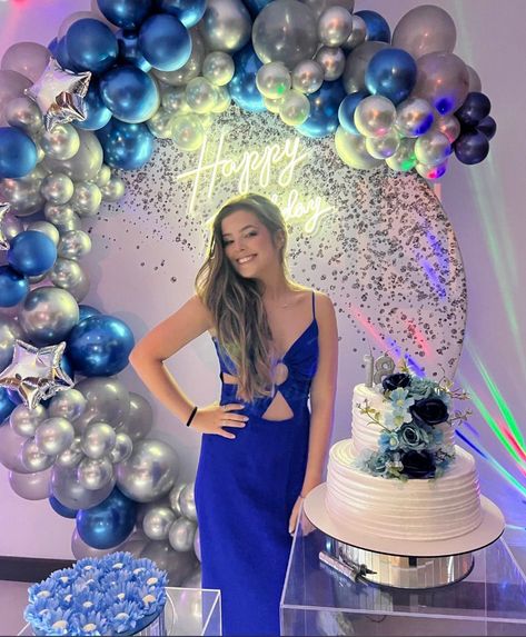 Sweet Sixteen Party Ideas Blue And Silver, 21st Birthday Ideas Blue And Silver, Royal Blue 18th Birthday Theme, Sweet Sixteen Blue Theme, 18th Birthday Party Ideas Blue Theme, 21st Birthday Blue Theme, Blue 18th Birthday Party Ideas, Blue And Silver Birthday Theme, 18th Birthday Blue Theme