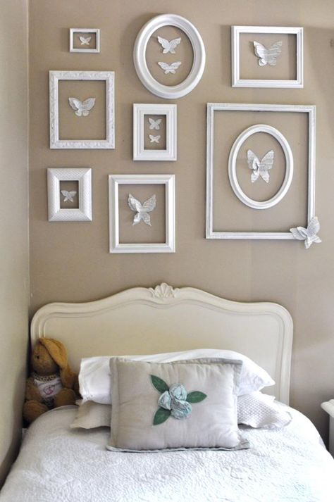 Creatively Made Home-Jennifer Rizzo Designs  Cute for little girl room or nursery Butterfly Bedroom, Butterfly Room, Old Picture Frames, Hemma Diy, Interior Vintage, Big Girl Rooms, Girl's Room, تصميم داخلي, Bedroom Makeover