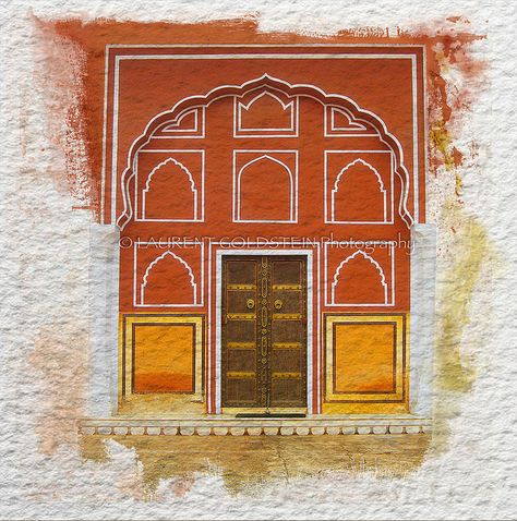 Rajasthani Palace Paintings, Rajasthan Illustration, Jaipur Architecture, Opened Door, Jaipur Art, Rajasthan Art, Mughal Art Paintings, Rajasthani Art, T S Eliot