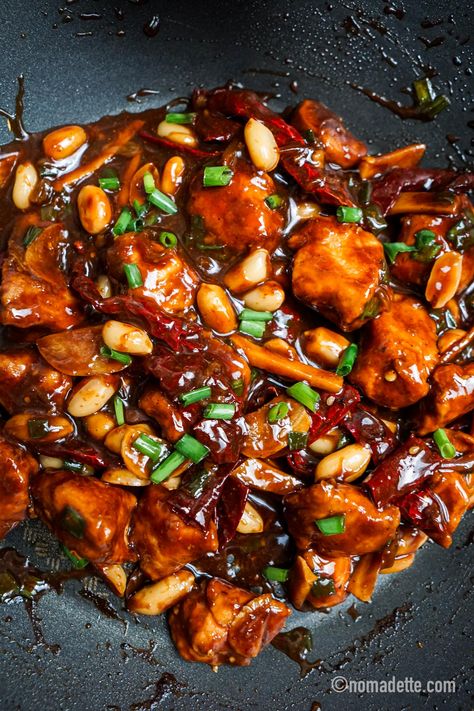 Kung Pao Chicken (improved recipe!) - Nomadette Asian Food With Chicken, Spicy Stir Fry Recipes, Kung Pao Sauce Recipe, Empress Chicken, December Meals, Bao Recipe, Guyanese Recipes, Kung Pao Chicken Recipe, Marinating Chicken Breast