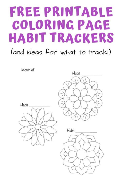 Grab these free printable habit tracker coloring pages! Plus your guide to using habit trackers and ideas for 75+ things to track in your planner! Coloring Habit Tracker, Color In Goal Tracker, Habit Tracker Coloring Page, Flower Habit Tracker, Kids Habit Tracker, Free Printable Habit Tracker, Free Habit Tracker, Positive Adjectives, Bible Verse Coloring Page