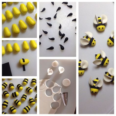 Bee Cupcake Toppers, Bumble Bee Cupcakes, Kue Fondant, Flori Fondant, Bee Cupcakes, Vintage Cupcake, Decoration Patisserie, Bee Cakes, Fondant Cupcake Toppers