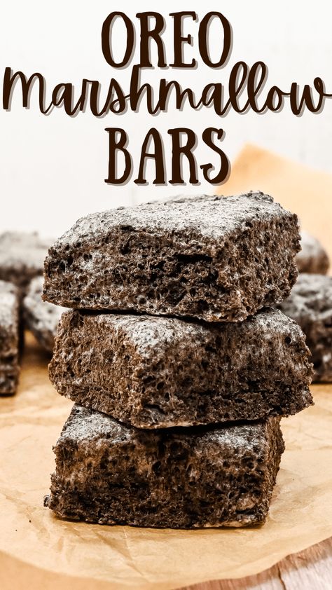 Marshmallow Microwave Desserts, Quick Marshmallow Dessert, Oreo Marshmallow Treats, Deserts With Marshmallow, Oreo And Marshmallow Dessert, Desserts To Make With Marshmallows, Oreo Bars No Bake, Melted Marshmallow Recipes, Easy Marshmallow Dessert