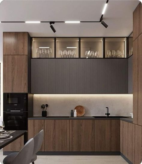 Brown Kitchen Designs, Loft Kitchen, Modern Kitchen Cabinet Design, Kitchen Design Modern Small, Brown Kitchens, Kitchen Interior Design Modern, Kitchen Design Trends, House Design Kitchen, Kitchen Design Decor