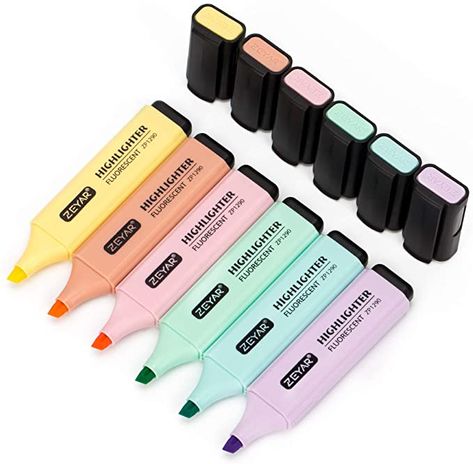 Amazon.com : ZEYAR Highlighter Pastel Colors Chisel Tip Marker Pen, Assorted Colors, Water Based, Quick Dry (6 Macaron Colors) : Office Products Erasable Highlighters, Pastel Highlighter, Highlighter Set, Acrylic Paint Pens, Liquid Ink, Highlighter Pen, Stabilo Boss, Original Pastel, Highlighters Markers