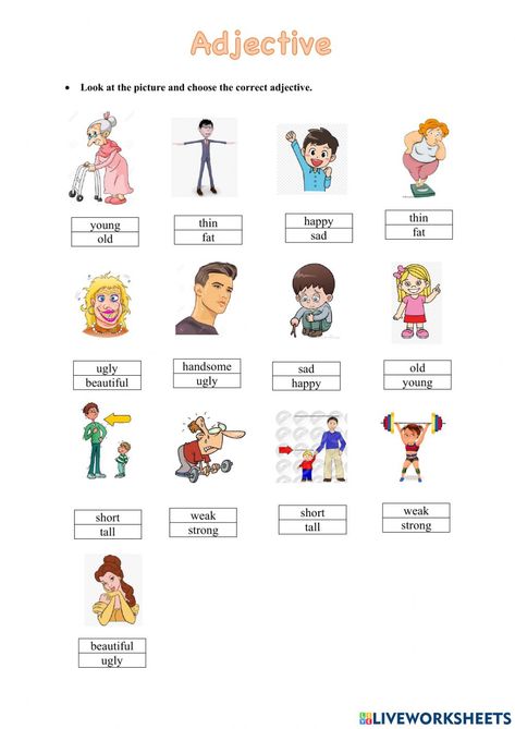 Adjectives Exercises Worksheets, Adjective Worksheet For Kindergarten, Adjectives Worksheet For Kindergarten, Adjective Worksheet For Class 2, Adjectives For Grade 1, Adjectives Worksheet For Grade 1, Adjectives Activity, Adjective Activities, Adjectives For Kids