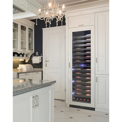 Vinotemp 23.5-in W 126-Bottle Capacity Black Dual Zone Cooling Built-In Wine Cooler in the Wine Coolers department at Lowes.com Black Wine Rack, Built In Wine Cooler, Wine Bottle Display, Bakery Display Case, Rotisserie Oven, Commercial Sink, White Wines, Wine Coolers, Bottle Display