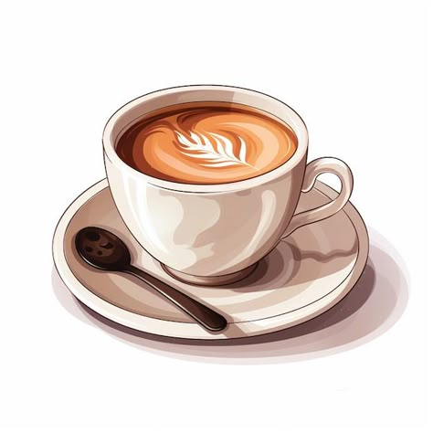 Coffee Cartoon Drawing, Coffee Art Illustration Graphic Design, Coffee Icon Aesthetic, Coffee Drawing Illustration, Coffee Aesthetic Drawing, Coffee Illustration Graphics, Coffee Drawing Aesthetic, Vector Illustration Design Graphics, Coffee Aesthetic Art