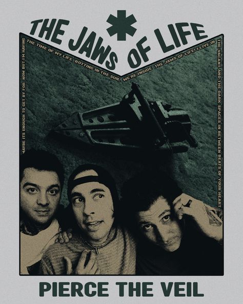 Ptv Jaws Of Life, Pierce The Veil Prints, Ptv Poster Vintage, Pierce The Veil Jaws Of Life, Pierce The Veil Poster Aesthetic, Jaws Of Life Pierce The Veil, Pierce The Veil Poster Vintage, Emo Band Posters, Pierce The Veil Album Cover