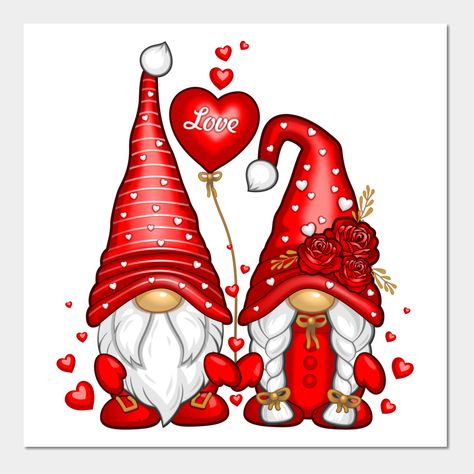 Valentines Day Gnomes, cute, funny design. Funny Gnome, perfect gift for couples, for boyfriend and girlfriend, wife, husband, for Valentine’s day celebration. -- Choose from our vast selection of art prints and posters to match with your desired size to make the perfect print or poster. Pick your favorite: Movies, TV Shows, Art, and so much more! Available in mini, small, medium, large, and extra-large depending on the design. For men, women, and children. Perfect for decoration. Gnome Couple Drawing, Valentine’s Day Images, Valentine’s Day Paintings, Valentine’s Day Art, Gnome Woman, Valentine Artwork, Gnomes Art, Valentines Day Designs, Valentines Day Art