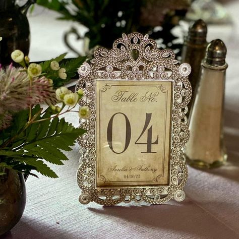 Elegant Vintage Wedding 4" x 6" Table Numbers Photo Print Vintage Table Numbers Wedding, Romantic Vintage Wedding Ideas, Victorian Themed Wedding, Vintage Theme Wedding, Vintage Wedding Aesthetic, Vintage Romantic Wedding, Vintage Table Numbers, Bank Wedding, Elegant Vintage Wedding