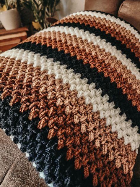 Neutral Blessing Blanket in the Little Bean Stitch - Etsy Canada Earth Tone Blanket, Woodsy Crochet Blanket, 3 Colored Crochet Blanket, Earth Toned Crochet Blanket, Crochet Blankets Aesthetic, Bohemian Crochet Blanket, Bean Stitch Crochet Blanket, Fall Color Crochet Blanket, Earthy Crochet Blanket