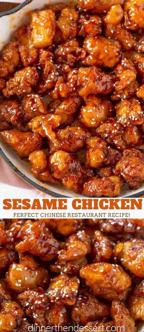 Chinese Sesame Chicken, 30 Min Dinner, Crispy Sesame Chicken, Easy Sesame Chicken, Sesame Chicken Recipe, Cibo Asiatico, Mapo Tofu, Sesame Sauce, Easy Chinese Recipes